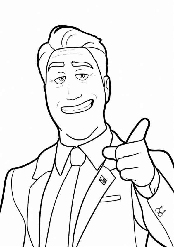 Mayor Jerry Generazzo pointing and smiling coloring page