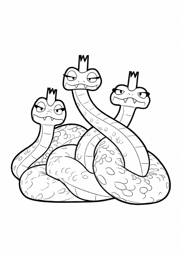 The Reptile Queens coiled together coloring page