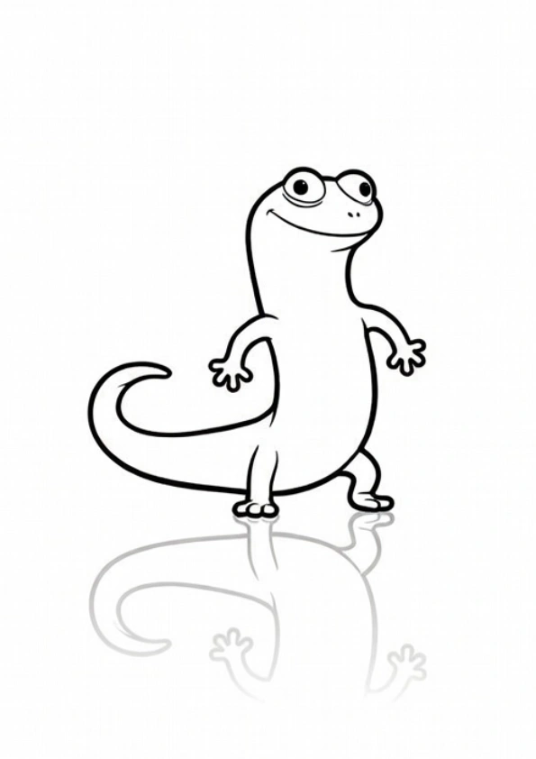Tom Lizard standing on his hind legs coloring page