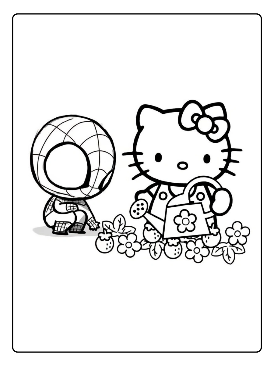 hello kitty and spiderman coloring page (10)