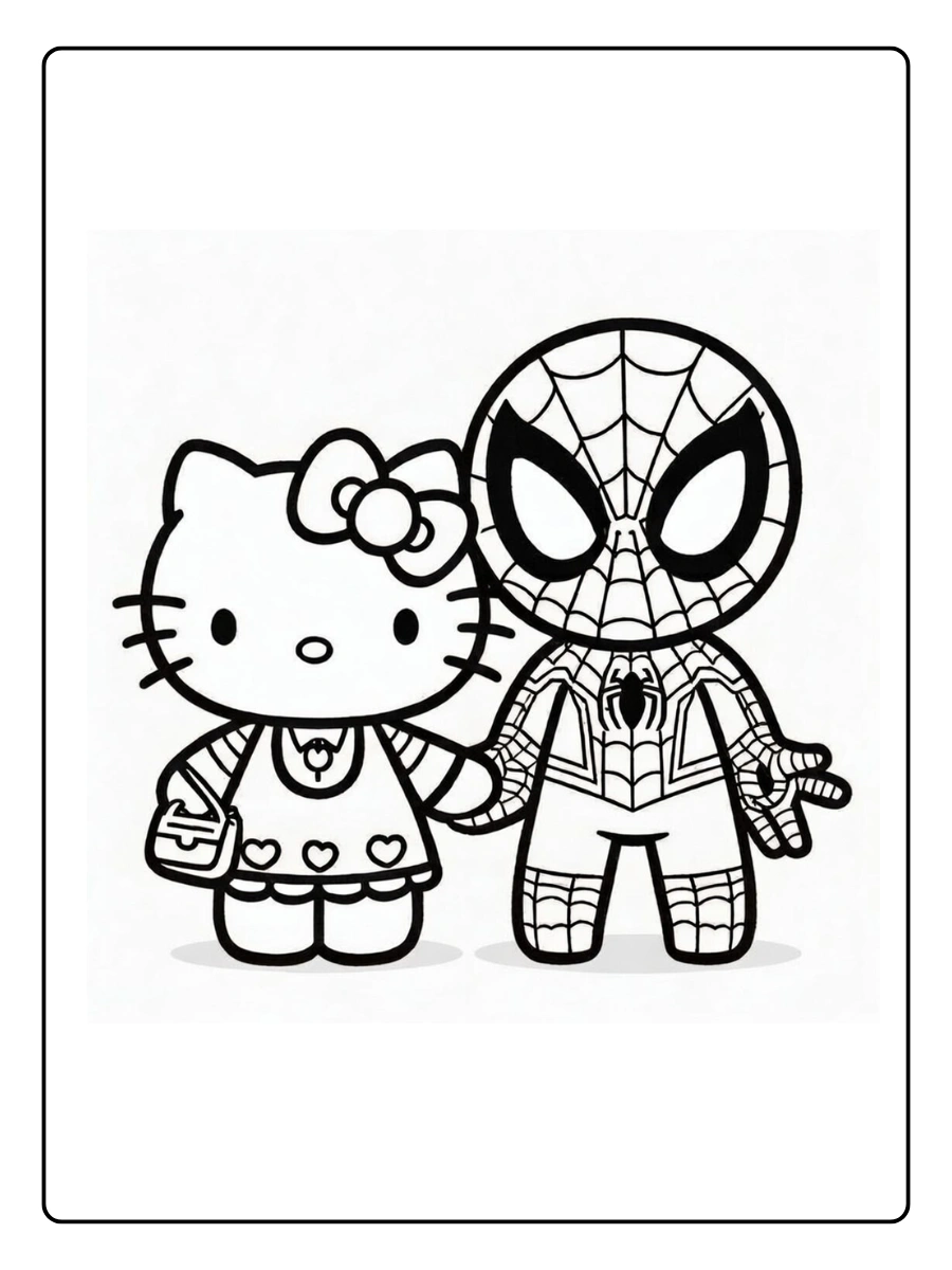 hello kitty and spiderman coloring page (11)
