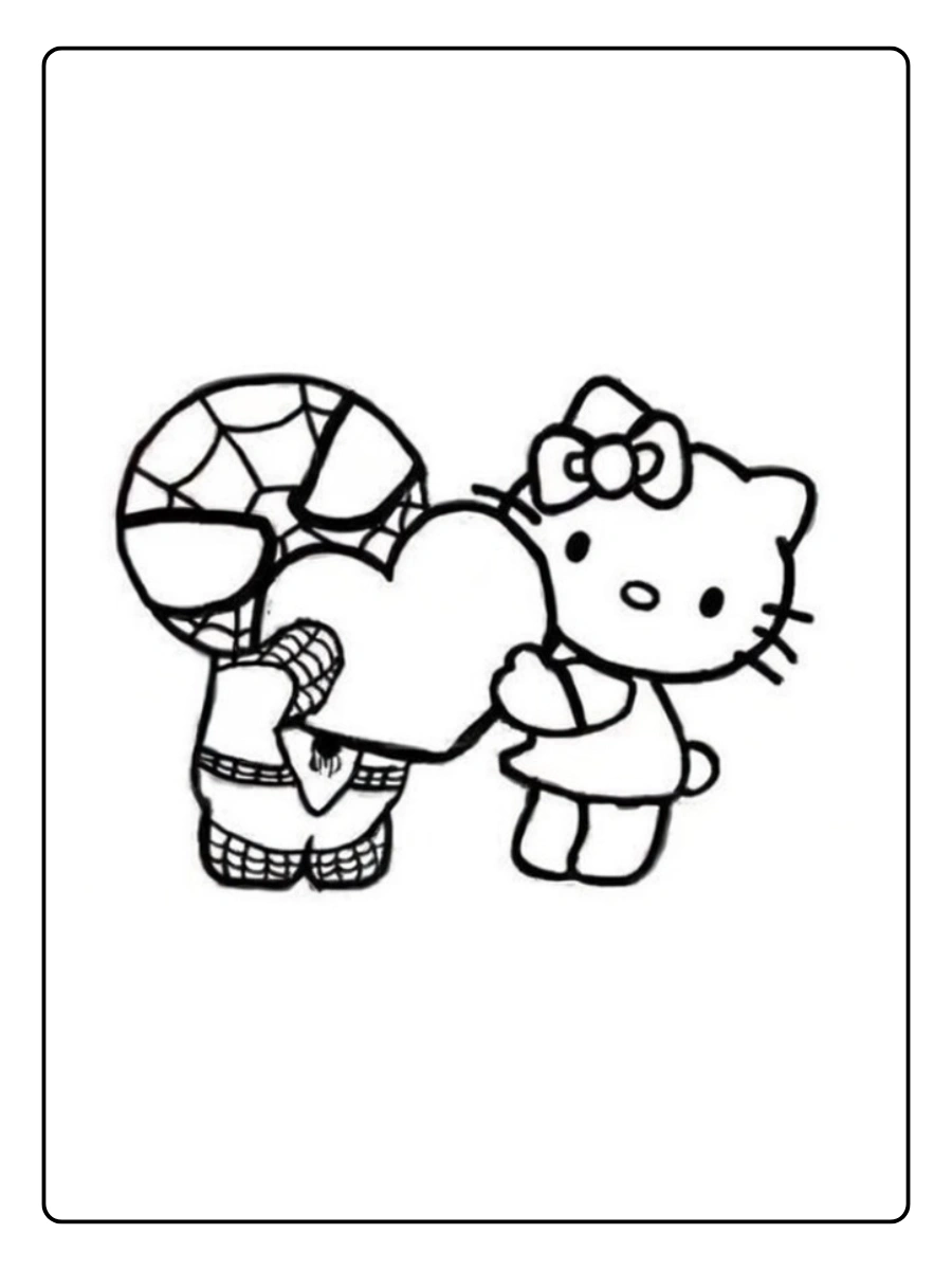 hello kitty and spiderman coloring page (14)