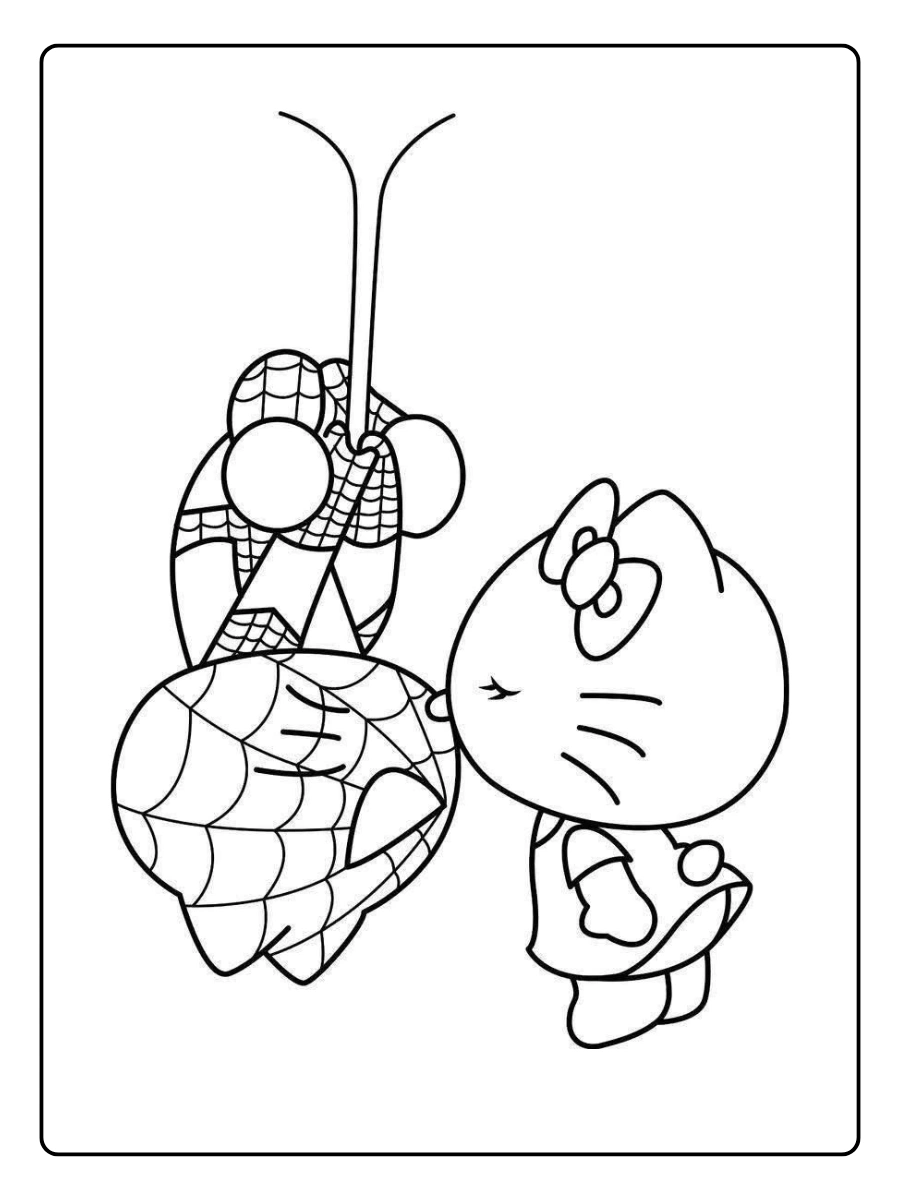 hello kitty and spiderman coloring page (3)