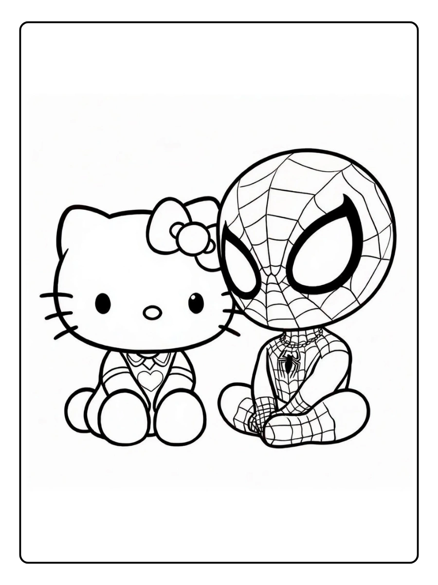 hello kitty and spiderman coloring page (4)
