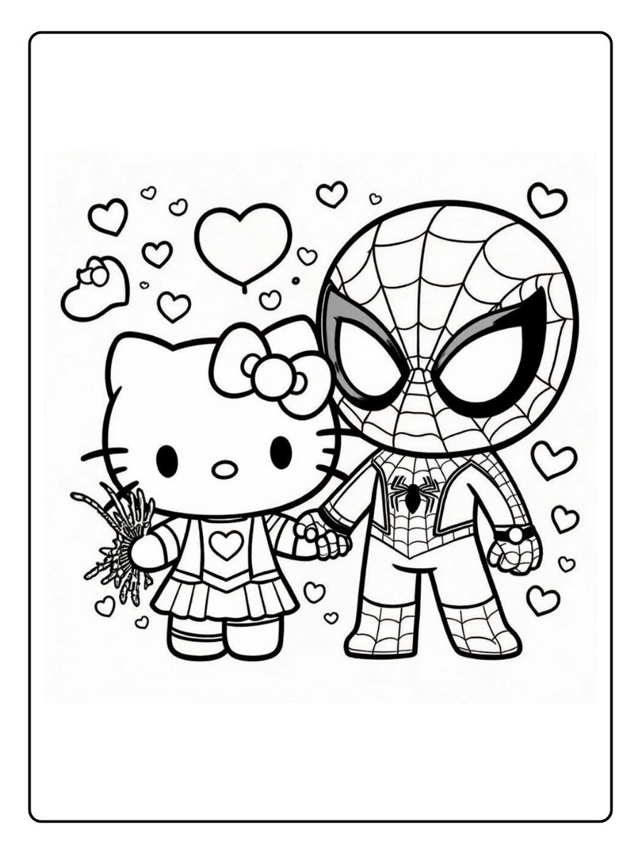 hello kitty and spiderman coloring page (5)