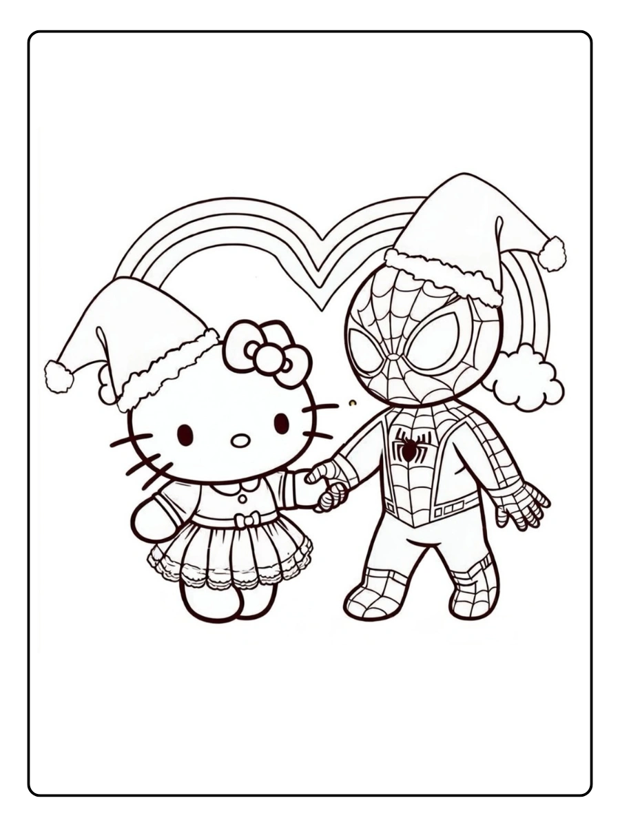 hello kitty and spiderman coloring page (6)